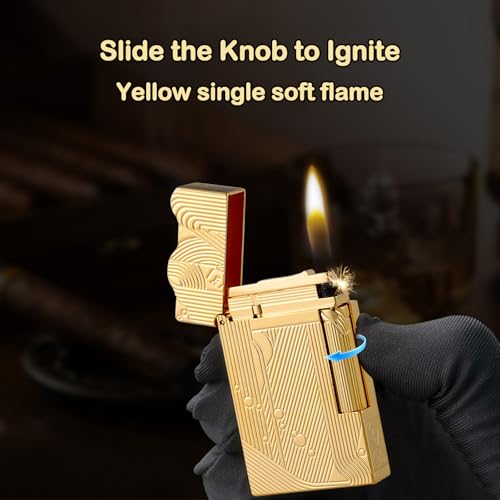 Sanji One Piece Brass Lighter with Iconic Ping Sound - Collector's Gift, Gold Finish, Refillable, Creative Lid Variation