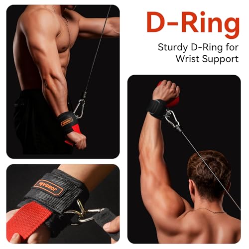 Weight Lifting Straps with D Rings - Red, Neoprene Padding, Non-Slip Grip