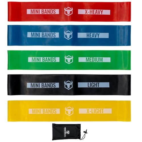 Resistance Bands Set of 5 Colored Latex Loop Exercise & Physical Therapy Bands