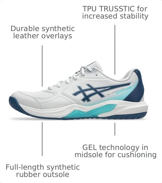 ASICS Men's Gel-Dedicate 9 Pickleball Tennis Shoes 10.5 Concrete Mako Blue
