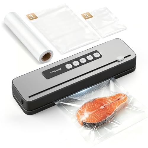 Food Vacuum Sealer Machine with 5 Modes, 65kPa Suction & Built-in Cutter