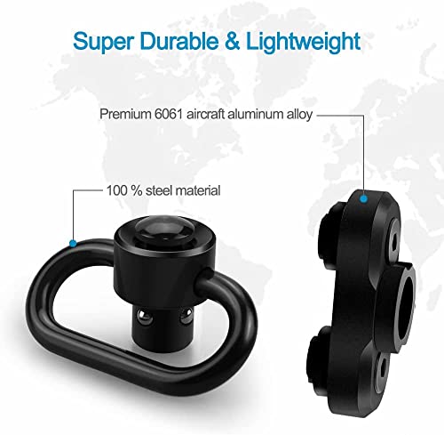 Black 1.25 Inch Metal Sling Mount Set for Two-Point Slings - Adjustable & Durable
