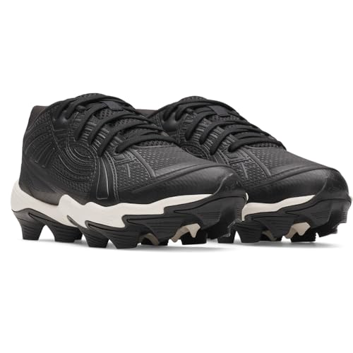 Kids Softball Cleats - Lightweight Support & Traction, Black/White 12 Little Kid