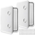 White Marine Boat Deck Hatch Cover Set - 24 x 14 Inches with 180 Hinges & Handle
