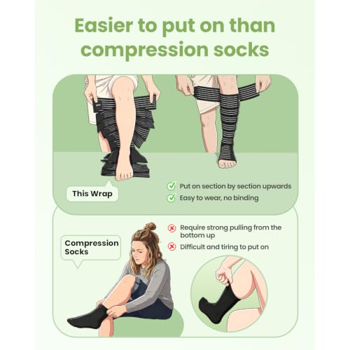 Pozpo Tech Plus Size Calf & Foot Compression Wrap Black Large Swelling Edema Relief