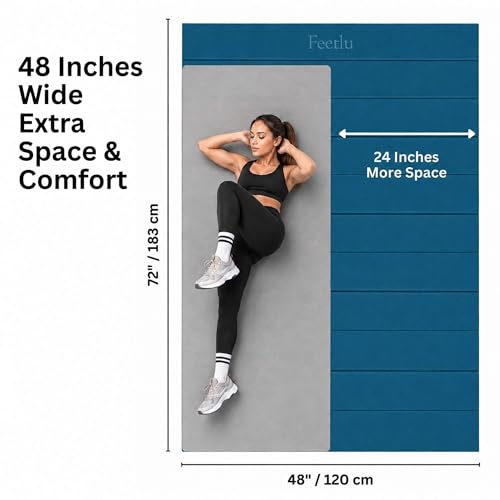 Foldable Yoga Mat XL 72 x 24 Inches - Ocean Depths + Poinciana Variation