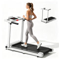 White Walking Pad Treadmill with 8% Incline, Handle Bar & Remote Control