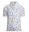 Men's Hawaiian Golf Shirt Moisture-Wicking Digital Print Polo Large White Beer