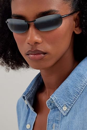 Maui Jim Makaha Rimless Polarized Sunglasses - Gloss Black/Neutral Grey, 64mm