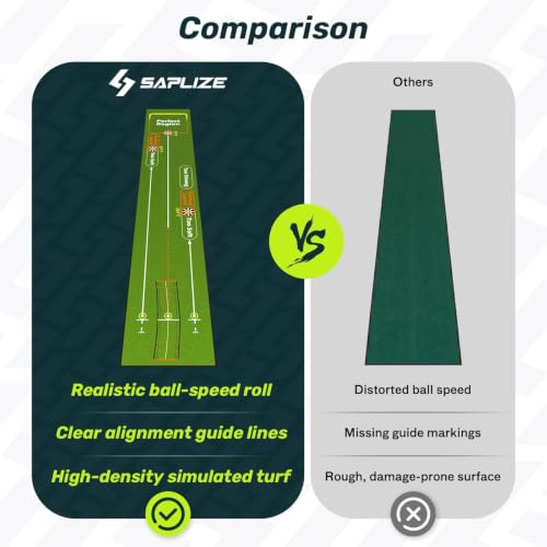 SAPLIZE Green Golf Putting Mat with Alignment Mirror & Adjustable Slopes - Gift Box Edition