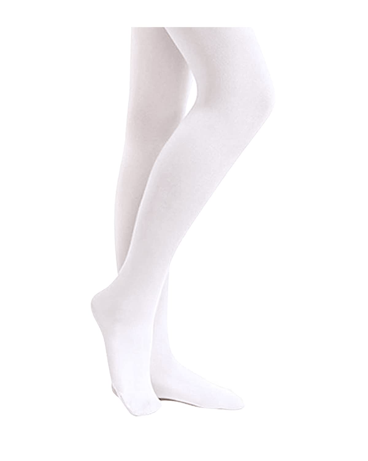 Stelle Girls' Ultra Soft Pro Dance Tight/Ballet Footed Tight(Toddler/Little Kid/Big Kid),WT,M White