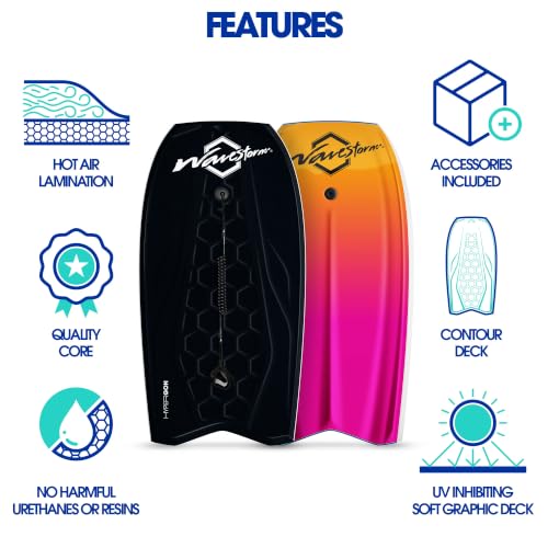 Wave Storm Black 42.5in Performance Foam Bodyboard with Sector Channel Bottom