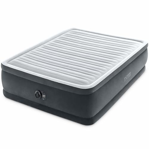 Intex Queen Size 18-Inch Dura-Beam Deluxe Air Mattress with Built-In Pump