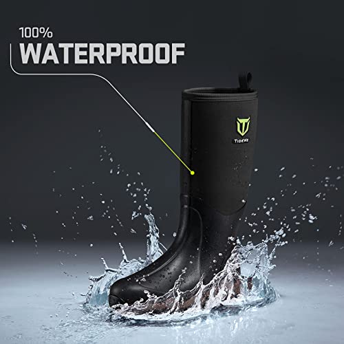 TIDEWE Waterproof Neoprene Rubber Boots for Men & Women - Black / Size 12