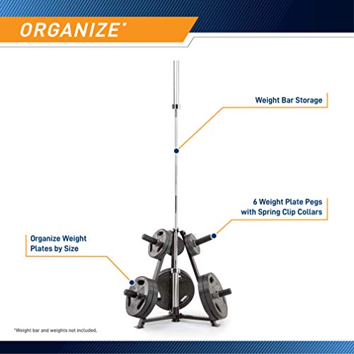 Marcy Triangular Black Olympic Weight Plate Tree for 2-Inch Plates and Barbell Storage