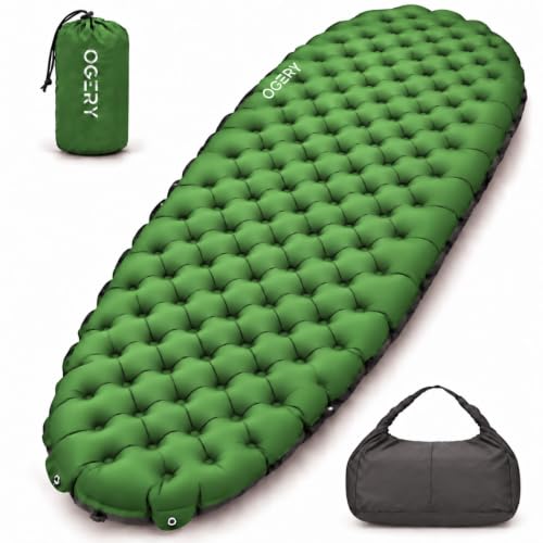 Insulated Sleeping Pad with Pump Bag - R-Value 9.0, 4.7-Inch Thick, Green