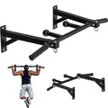 HWOOUSA 24'' Wall Mount Heavy Duty Steel Pull Up Bar | Multi Grip Home Gym Equipment