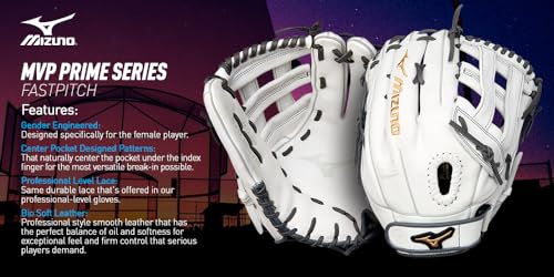 Mizuno MVP Prime Fastpitch First Base Mitt 13" White/Grey Right Hand Throw
