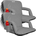 Extra Wide Stadium Seats with Back Support - 25-Inch Foldable Waterproof Sport Chairs - Grey, 2 Pack