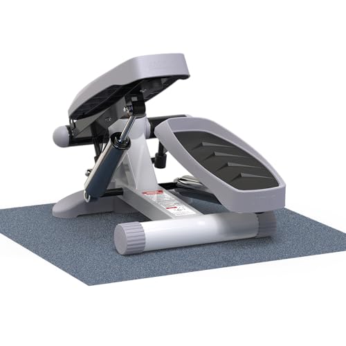 Mini Stepper Machine with Resistance Bands - Space-Saving Cardio Equipment - White/Grey