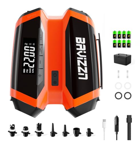 BAVIZZN Rechargeable Electric SUP Pump for Inflatable Paddle Boards - Black/Orange