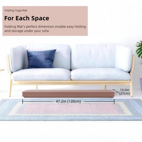 Large Foldable Yoga Mat 74x47.2 Inches, Non-Slip, Double Person, Brown & Apricot