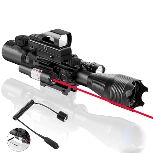 YINPOM 4-16x50EG Rifle Scope with Red/Green Illumination & Laser Range Finder - 4 Models Red Dot Sight