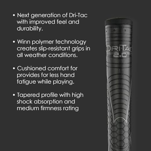 Golf Grip Bundle - 13 Oversized Dri-Tac 2.0 Polymer Golf Grips, Jet Black & Gray
