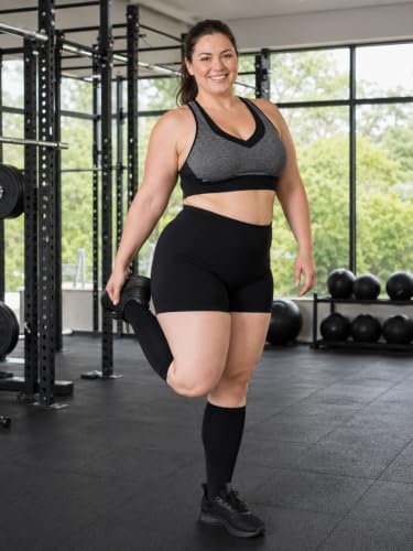 Plus Size Toeless Compression Socks for Women Open Toe Wide Calf Support - 5X-Large to 6X-Large, Black