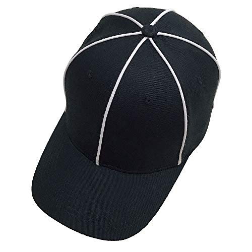 Referee Hat Black with White Stripe Adjustable Cotton Cap - One Size