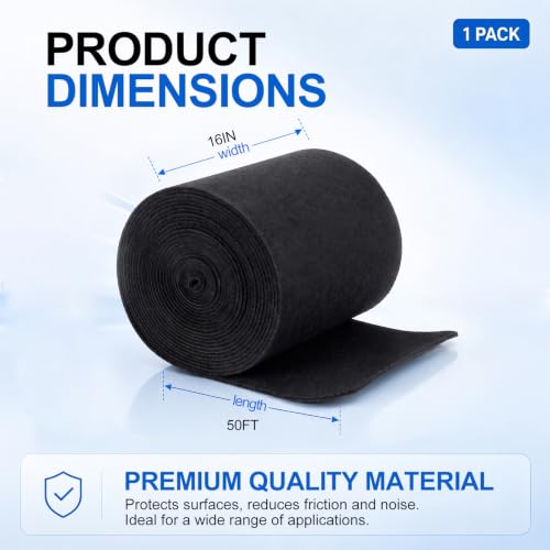 Black 16in x 50ft Boat Trailer Bunk Carpet - Marine Grade Padding