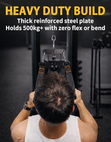 Heavy-Duty Steel 2:1 Cable Adapter LAT Pull Down Bar 6in + Carabiner