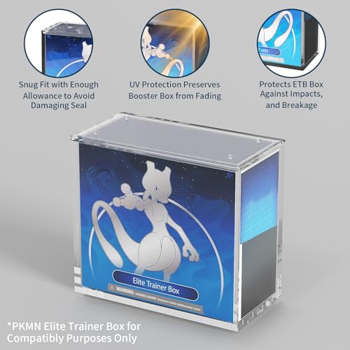 Laumffon 3 Pack Elite Trainer Box Acrylic Display Cases with Magnetic Sliding Lid - 5mm Thick