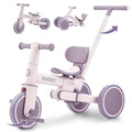 Toddler 5-in-1 Tricycle with Push Handle & Backrest - Purple - Adjustable, Removable Seat & Easy Assembly
