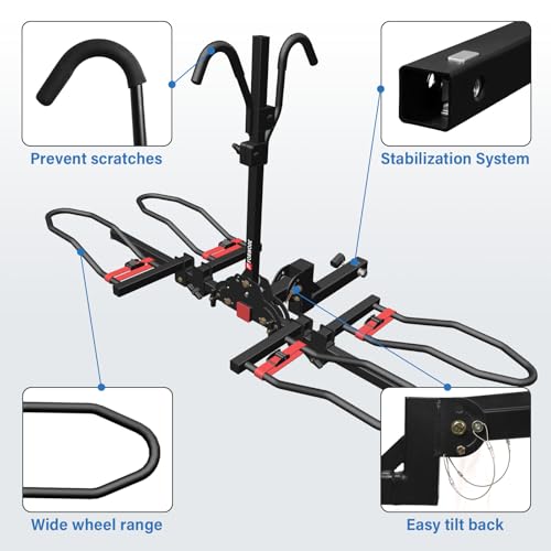 Bike Rack Hitch for Car 200LB Capacity 2-Bike Carrier with Lock & Tilt