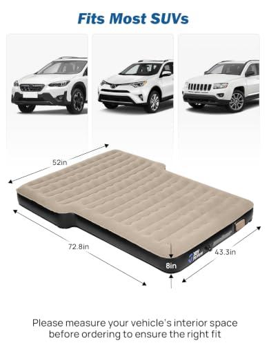 JOYTUTUS SUV Air Mattress with Built-in Pump - Camping Bed for Car & Tent, Camel/Black
