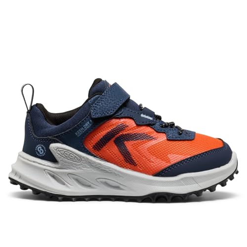 KEEN Kids Zionic Low Height Waterproof All Terrain Hiking Shoes Big Kid Naval Academy Scarlet Ibis