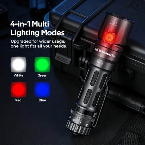 Wurkkos T1 5500 Lumens Tactical LED Flashlight with RGB Side Light, Waterproof, 415M Beam, Camping & Emergency