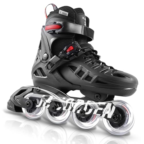 Kids & Adult Adjustable Inline Skates with Light-Up Wheels - XL Youth & Adult (8-11 US) Red JC Jorden