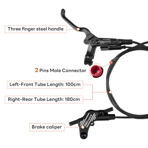 Hydraulic Disc Brake Set for E-Bikes - 4 Piston, Universal Compatibility, Left Front & Right Rear
