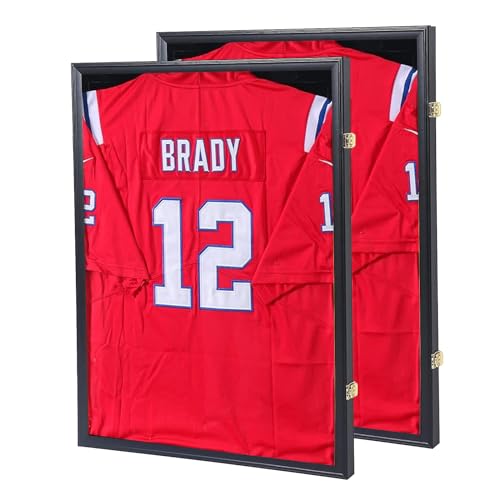 Grintus 2 Pack Jersey Display Cases Black Shadow Box for Autographed Sports Jerseys