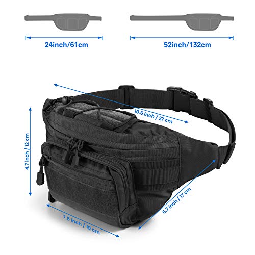 Tactical Fanny Pack with 4 Zipper Pockets - Military Waist Bag for Outdoor Hiking & Fishing
