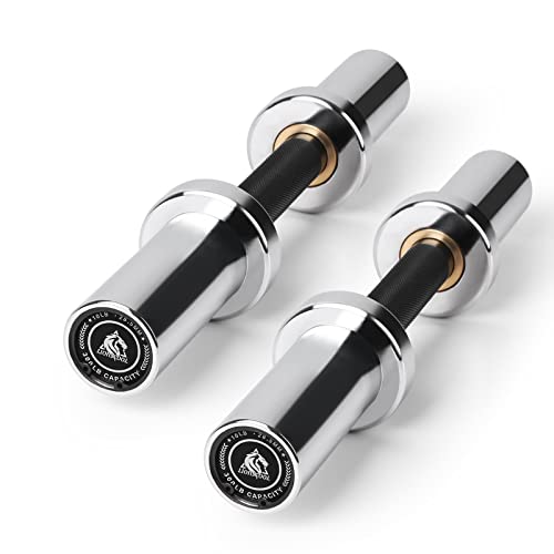 Silver Chrome Loadable Dumbbells 16 Inch - Heavy Duty Olympic Handles for Strength Training