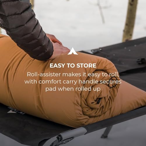 Teton Outfitter L Brown Camp Pad for Cots – Extra Thick Portable Sleeping Mattress for Adults, 75 x 24 inches