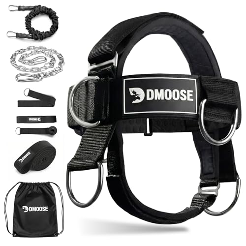 DMoose Fitness Black Plus Neck Harness for Weight Lifting with Support Strap