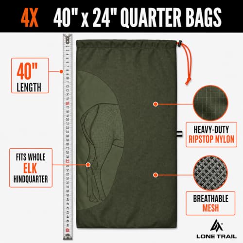 Lone Trail Elk Game Bags 5 Pack - Breathable Ripstop Hunting Meat Storage