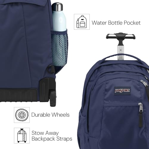 JanSport Driver 8 Rolling Backpack with 15-Inch Laptop Sleeve - Black