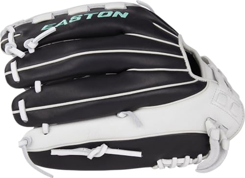 Fastpitch Softball Glove 12.5 Inch Outfield Right Hand Throw Black White Mint Basket Web