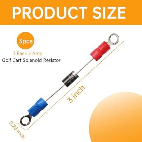 3 Pack 36V Golf Cart Precharge Resistor and Diode Set - 3 Amp Compatible