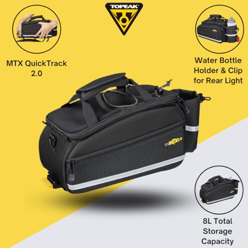 Topeak MTX TrunkBag - Rear Bicycle Bag with Fixed Top, Spacious Storage, Easy Mounting - No Panniers, MTX 2.0